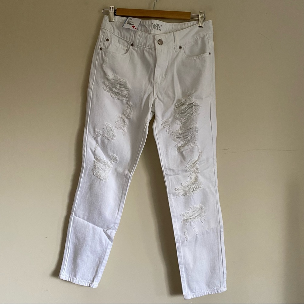 Garage distressed white jeans